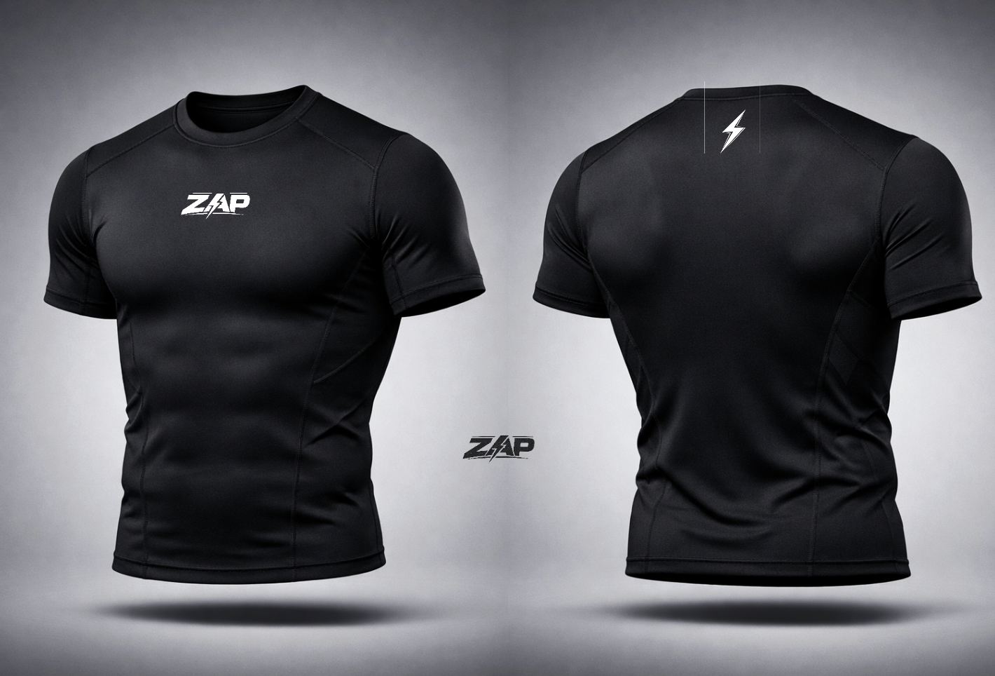 ZAP Erkek Siyah Compression Spor Tişört Slim Fit Fitness Gym T-Shirt