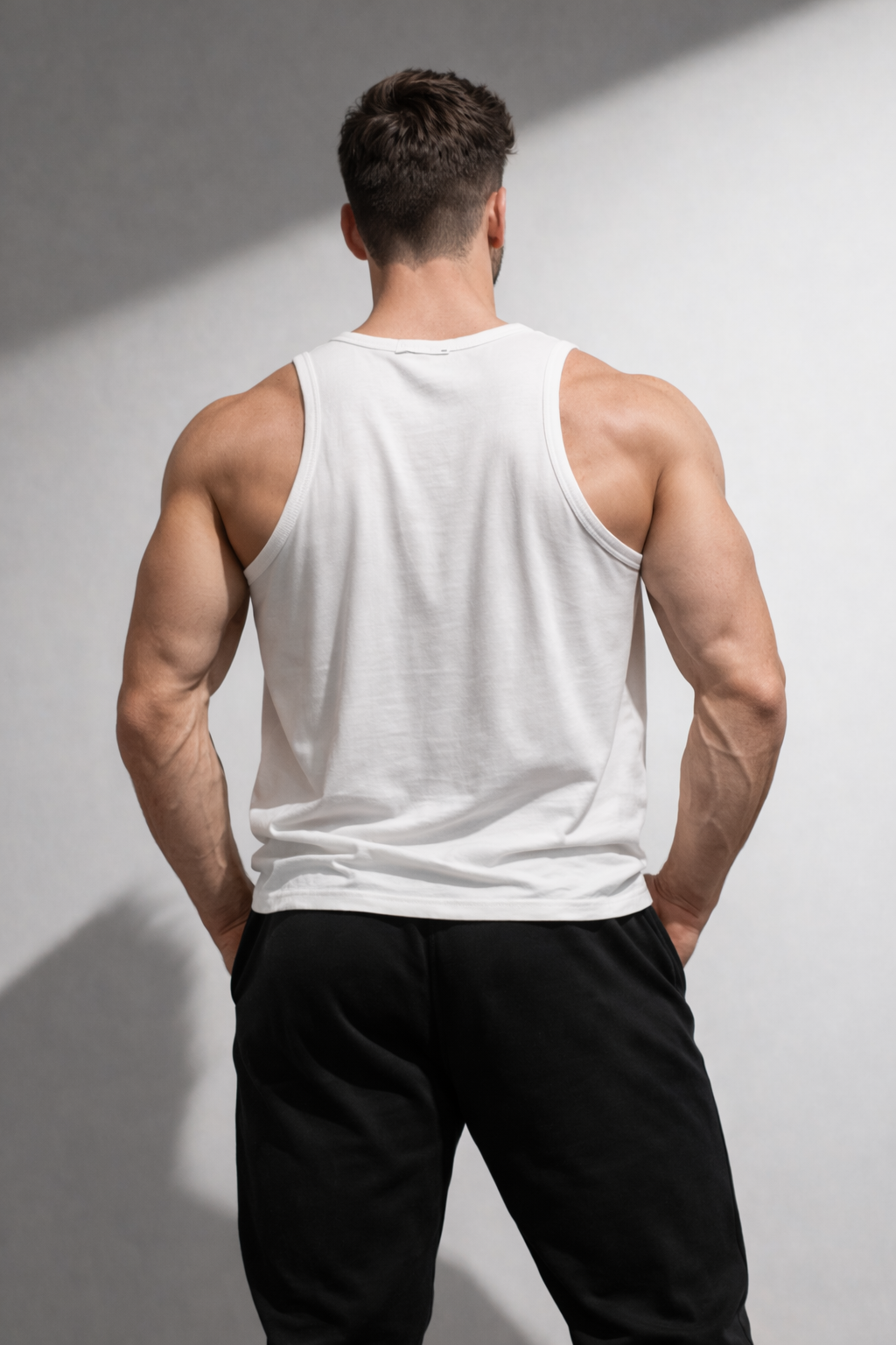 Erkek Beyaz Fitilli Spor Atlet Slim Fit Dar Kesim Nefes Alabilir Esnek Günlük & Fitness Atlet