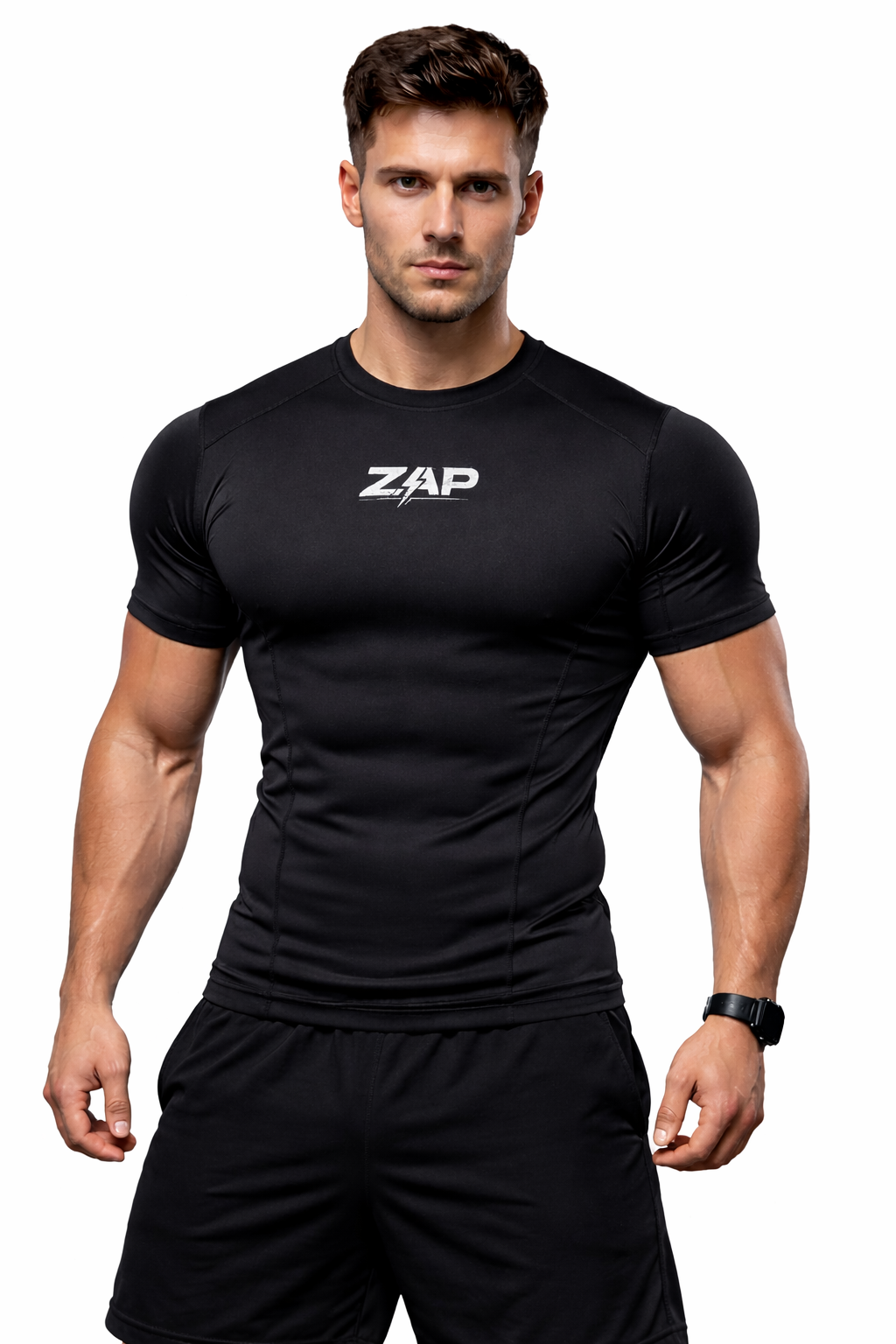 ZAP Erkek Siyah Compression Spor Tişört Slim Fit Fitness Gym T-Shirt