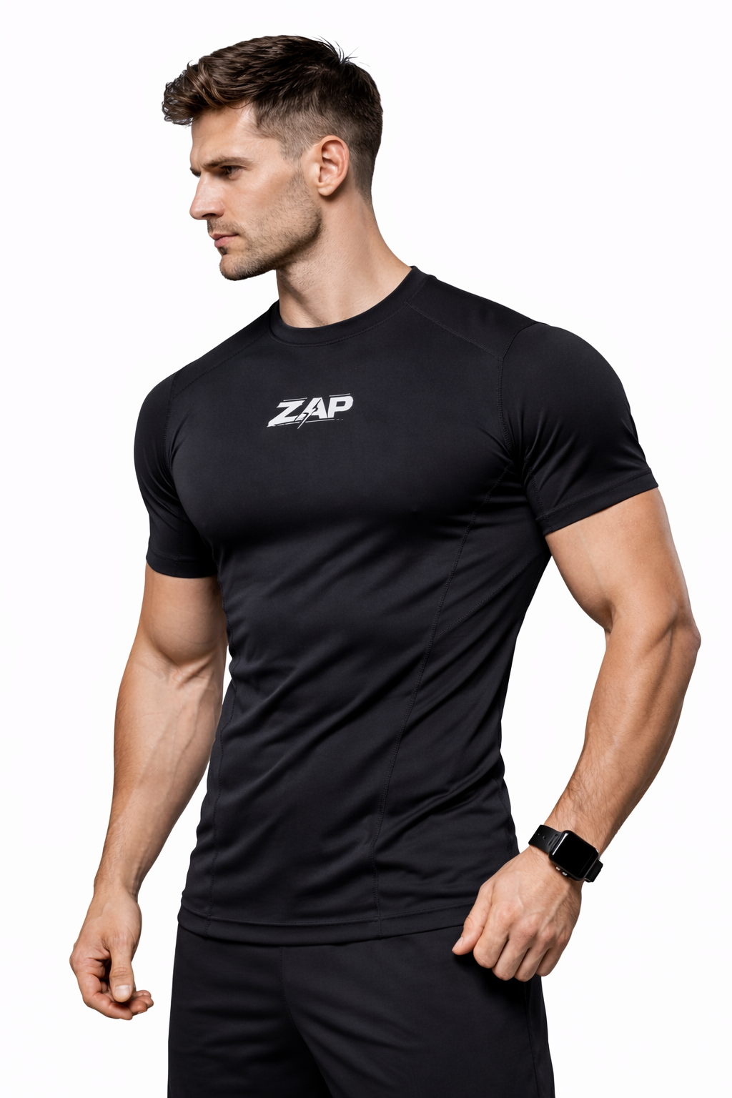 ZAP Erkek Siyah Compression Spor Tişört Slim Fit Fitness Gym T-Shirt