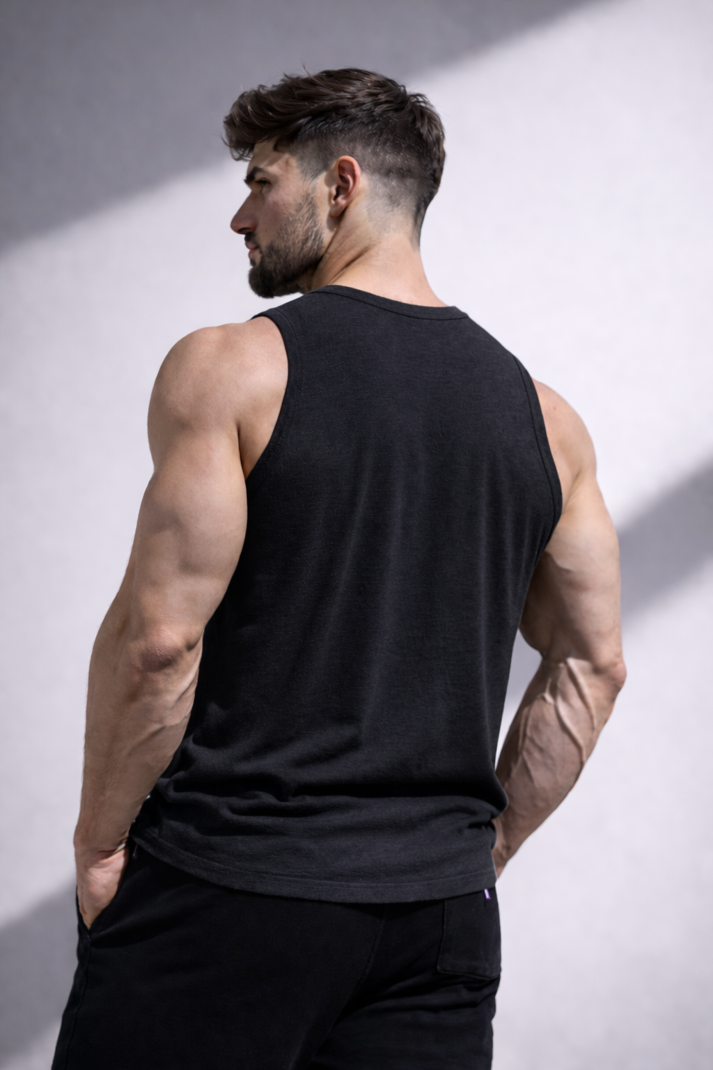 Erkek Siyah Fitilli Spor Atlet Slim Fit Dar Kesim Nefes Alabilir Esnek Günlük & Fitness Atlet